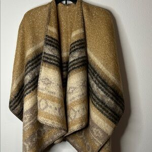 Cozy Striped Wool Poncho